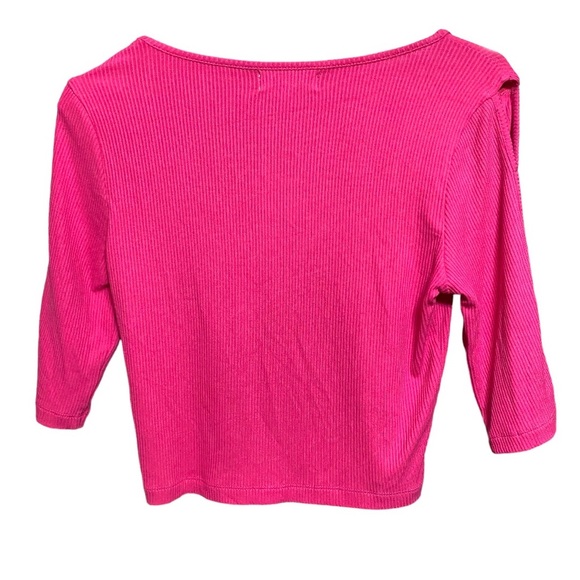 Lost and Wander Crop Ribbed Hot Pink Top M - Picture 3 of 7